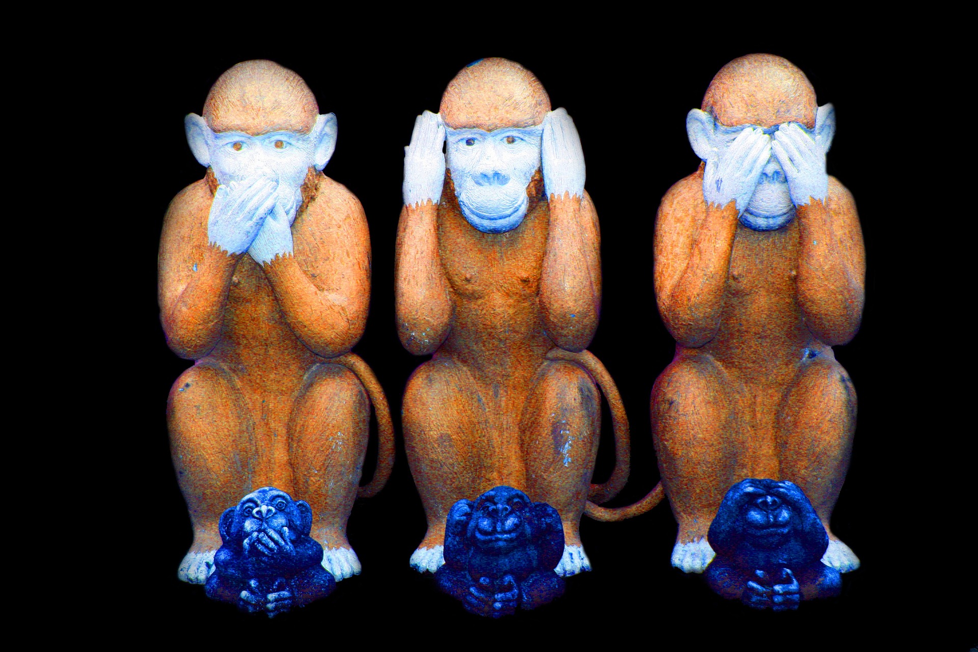 Les 3 singes de la sagesse. Philosophie chinoise